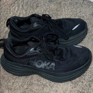Hoka Black Athletic Shoes with Subtle Silver Accents